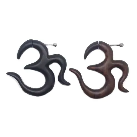piercing faux ecarteur bois tribal