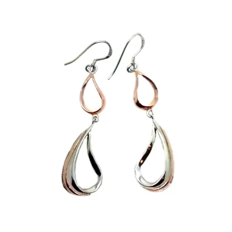 boucle d'oreille femme en argent 925 bi-couleur