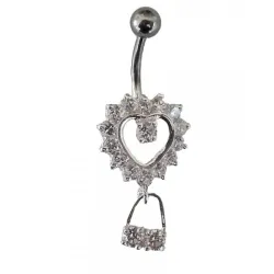 piercing de nombril en acier chirurgical  coeur et pendentif .- bijouxbijoux.ch