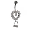 piercing de nombril en acier chirurgical  coeur et pendentif .- bijouxbijoux.ch
