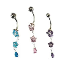 piercing de nombril super attractif, tige en acier 316L et motif en argent. - bijouxbijoux.ch