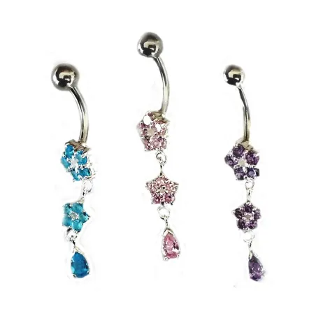 piercing de nombril super attractif, tige en acier 316L et motif en argent. - bijouxbijoux.ch