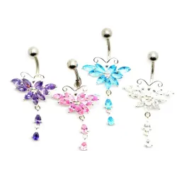 piercing de nombril en argent avec de merveilleux strass à un prix eceptionnel. - bijouxbijoux.ch