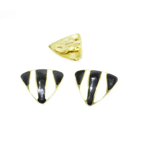 clip d'oreilles noir et blanc , pas cher. - bijouxbijoux.ch
