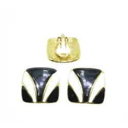 clips d'oreilles pour 19 frs en noir et blanc.-bijouxbijoux.ch