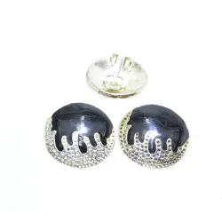 boucles d'oreilles clips argentée et noir pour 19 francs .-bijouxbijoux.ch