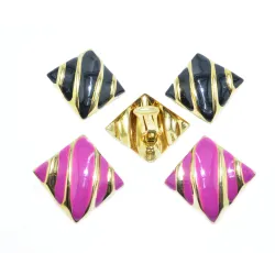 clips d'oreilles en forme de losange 19 frs la paire ,disponible en 2 couleurs.-bijouxbijoux.ch