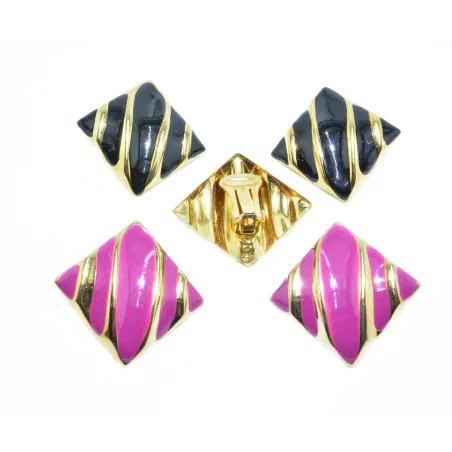 clips d'oreilles en forme de losange 19 frs la paire ,disponible en 2 couleurs.-bijouxbijoux.ch