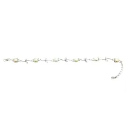 bracelet en argent 925 avec des perles et des feuilles avec des strass.-bijouxbijoux.ch