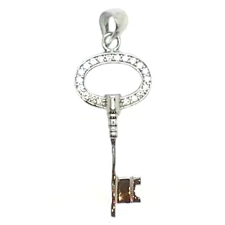 pendentif en argent " clé " avec de nombreux strass .-bijouxbijoux.ch