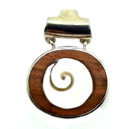 pendentif de collier en argent et bois exotique our 69 frs .-bijouxbijoux.ch