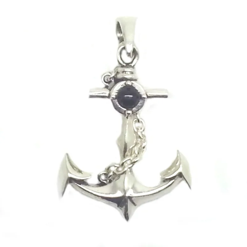 Pendentif Ancre En Argent Sterling - Bijou Vintage Occasion - Thème Marin