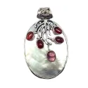 pendentif en argent, hyper beau en nacre blanche et 5 pierres naturelles pour 149 frs .-bijouxbijoux.ch