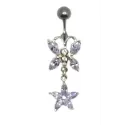 Piercing papillon avec étoile pour le nombril.- bijouxbijoux.ch