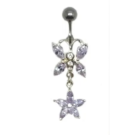 Piercing papillon avec étoile pour le nombril.- bijouxbijoux.ch
