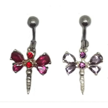 piercing de nombril papillon avec cristaux.- bijouxbijoux.ch