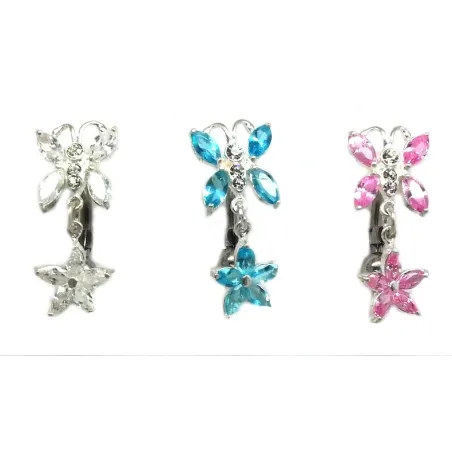 piercing de nombril papillon et fleur.- bijouxbijoux.ch
