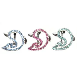 magnifique piercing Dauphin avec cristaux de couleur.-bijouxbijoux.ch