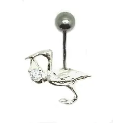 piercing de nombril cigogne porte bonheur.- bijouxbijoux.ch