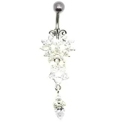 piercing de nombril en forme de losange avec des cristaux.- bijouxbijoux.ch