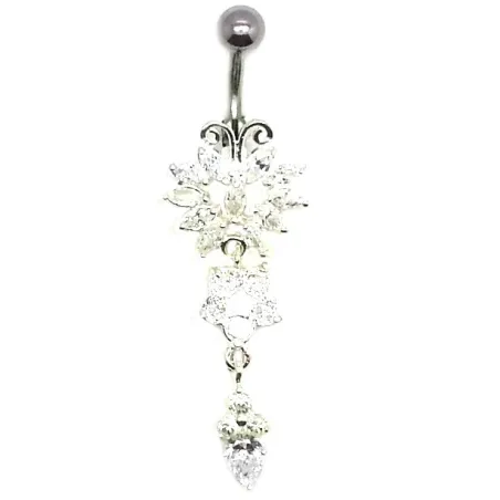 piercing de nombril en forme de losange avec des cristaux.- bijouxbijoux.ch