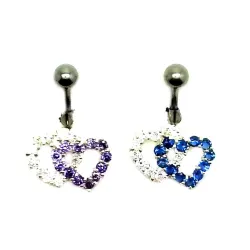 piercing de nombril double coeur en strass bi-couleurs à très bon prix.- bijouxbijoux.ch