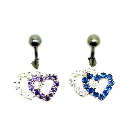 piercing de nombril double coeur en strass bi-couleurs à très bon prix.- bijouxbijoux.ch