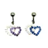 piercing de nombril double coeur en strass bi-couleurs à très bon prix.- bijouxbijoux.ch