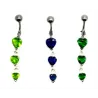 piercing de nombril avec trois coeurs de cristal de couleur à un super bon prix.- bijouxbijoux.ch