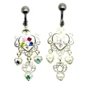 piercing de nombril tige en acier chirurgicale avec un motif en argent.-bijouxbijoux.ch
