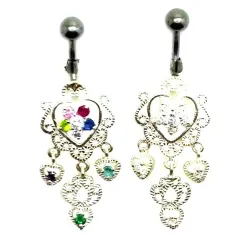 piercing de nombril tige en acier chirurgicale avec un motif en argent.-bijouxbijoux.ch