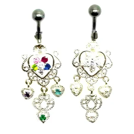 piercing de nombril tige en acier chirurgicale avec un motif en argent.-bijouxbijoux.ch