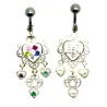 piercing de nombril tige en acier chirurgicale avec un motif en argent.-bijouxbijoux.ch