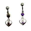 piercing en argent  avec tige en acier chirurgicale  en forme de coeur. - bijouxbijoux.ch