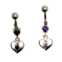piercing en argent  avec tige en acier chirurgicale  en forme de coeur. - bijouxbijoux.ch