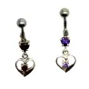piercing en argent  avec tige en acier chirurgicale  en forme de coeur. - bijouxbijoux.ch