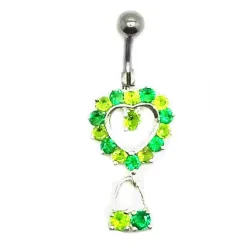 piercing de nombril avec un coeur plus un petit pendantif. - bijouxbijoux.ch