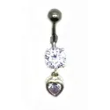 piercing de nombril avec un  gros strass et un coeur . - bijouxbijoux.ch