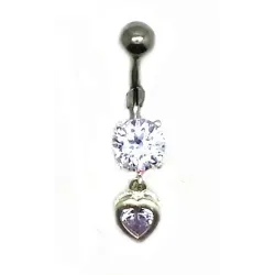 piercing de nombril avec un  gros strass et un coeur . - bijouxbijoux.ch