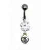 piercing de nombril avec un  gros strass et un coeur . - bijouxbijoux.ch