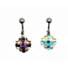 piercing de nombril en forme de fleur en couleur monté sur une tige en acier chirurgicale. - bijouxbijoux.ch