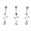 piercing de nombril avec une perle artificielle et des strass .-bijouxbijoux.ch