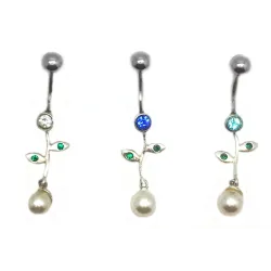 piercing de nombril avec une perle artificielle et des strass .-bijouxbijoux.ch