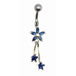 piercing de nombril ,composé d'une étoile et de deux étoiles mobiles de top qualité. - bijouxbijoux.ch