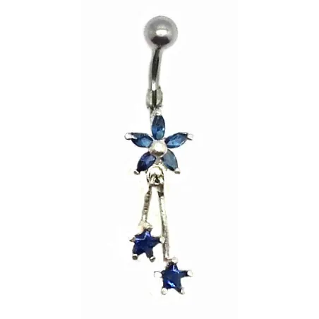 piercing de nombril ,composé d'une étoile et de deux étoiles mobiles de top qualité. - bijouxbijoux.ch