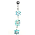 piercing de nombril composé de trois fleurs en strass . - bijouxbijoux.ch