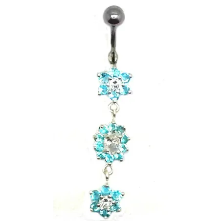 piercing de nombril composé de trois fleurs en strass . - bijouxbijoux.ch