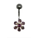 piercing de nombril avec une fleur composée de sept strass de haute qualité. - bijouxbijoux.ch