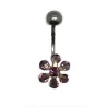 piercing de nombril avec une fleur composée de sept strass de haute qualité. - bijouxbijoux.ch