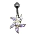 piercing de nombril ,tige d'acier chirurgical surmontée d'une fleur en strass de couleur. - bijouxbijoux.ch